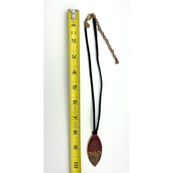 Chico's Rust and Gold Leaf Shape Pendant Suede 16" Cord with 3 1/2" extension - Picture 4 of 5